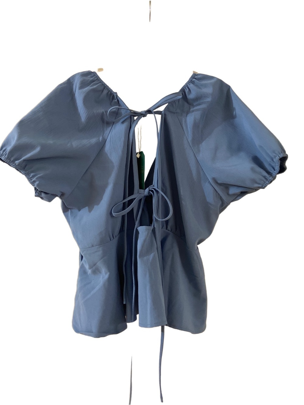 Remidoo Blue Tie-Back Puff Sleeve Blouse - Beautiful Blue - New with Tags - Picture 5 of 6